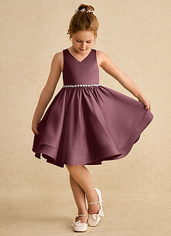 Azazie Julietta Flower Girl Dresses Sangria Ball-Gown Convertible Tulle Dress image4