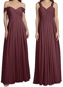 Azazie Kaitlynn Abiti da Damigella Abito Convertibile Impero in Chiffon Increspato Sangria image8