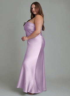 Azazie Saylor Vestidos de damas de honor Vestido Lila Esmerilada de Satén Elástico de Corte Sirena con Palabra de honor image14