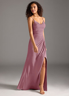 Azazie Deandra Bridesmaid Dresses Vintage Mauve Mermaid Pleated Chiffon Dress image4