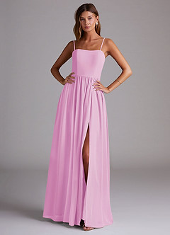 Azazie Calianna Bridesmaid Dresses Candy Pink A-Line Off the Shoulder Chiffon Convertible Dress image1