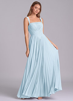 Azazie Mina Abiti da Damigella Abito A-Line in Chiffon Plissettato Azzurro image3