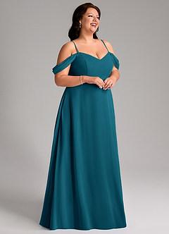 Azazie Marley At-home Try On Dresses Burgundy A-Line Off the Shoulder Chiffon Convertible Dress image15