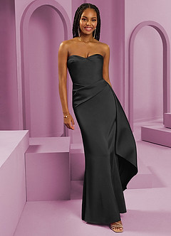 Barbie ♥ Azazie Bridesmaid Dresses Black Sheath Strapless Stretch Satin Convertible Dress image1