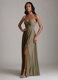 Azazie Akiko Abiti da Damigella Abito A-Line in Chiffon Scollo a Cuore Willow Green image4