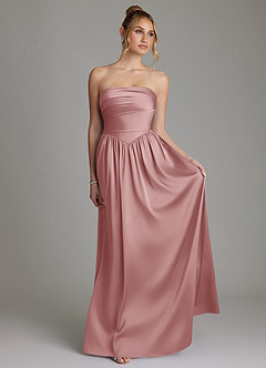 Azazie Zena Bridesmaid Dresses Dusty Rose A-Line Strapless Stretch Satin Dress image4