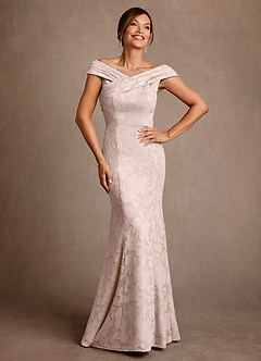 Azazie Aberdeen vestidos de madre de la novia Vestido de Rosa Rubor de Devorado Floral de Corte Recto con Plisado image1