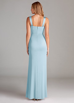 Azazie Denice Bridesmaid Dresses Sky Blue A-Line Pleated Stretch Satin Dress image2