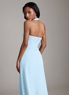 Azazie Clarisa Bridesmaid Dresses Sky Blue A-Line Pleated Chiffon Dress image4