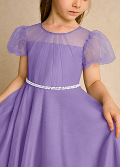 Azazie Duckie Abiti da Ragazza di Fiori Abito Principessa in Tulle Plissettato Tahiti image6