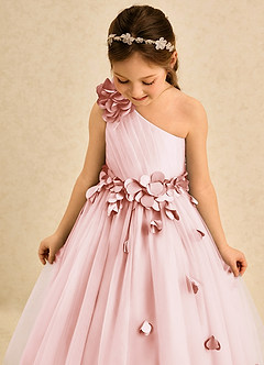 Azazie Strudel Flower Girl Klänningar Klä Balklänning i Tyll Ena axeln image6