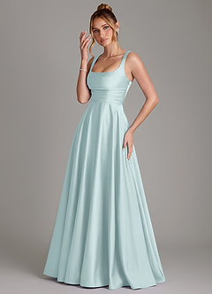 Azazie Azaria Bridesmaid Dresses Mist A-Line Corset Stretch Satin Dress image3