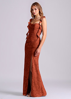 Azazie Jessamine Final Sale Auburn Mermaid Corset Floral Burnout Dress image4