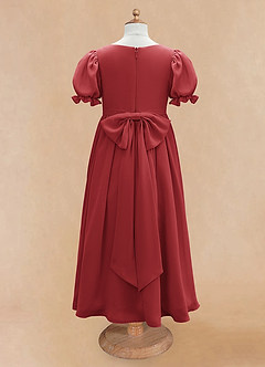 Azazie Joss Flower Girl Dresses Rust A-Line with Sleeves Chiffon Dress image6