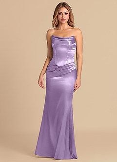 Azazie Sorrel Brudepigekjoler Havfrue Korset Metallisk satin Gulv-længde Kjole image2