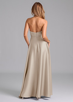 Azazie Tessie Jurken voor bruidsmeisjes Jurk van Stretch Satijn met A-Lijn Geplooid Vorst image2