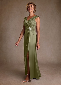 Azazie Santa Monica Mother of the Bride Dresses Pistachio A-Line Lace Dress image4
