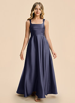 Azazie Azaria Junior Stormy A-Line Pleated Stretch Satin Dress image5