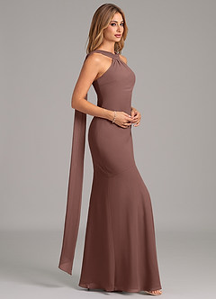 Azazie Kinsley Bridesmaid Dresses Espresso Mermaid Pleated Chiffon Dress image6
