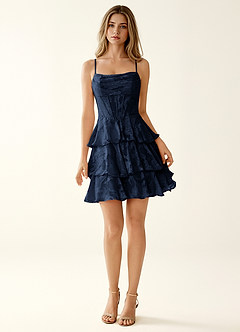 Rietta Navy Floral Burnout Ruffles Mini Dress image4
