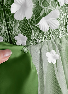 Azazie Celia Flower Girl Dresses Basil A-Line Lace Tulle Dress image8