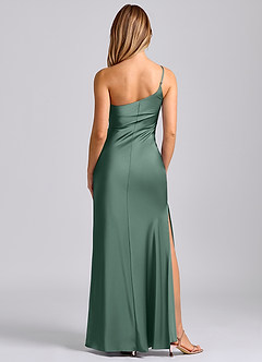 Azazie Marseli Bridesmaid Dresses Eucalyptus Mermaid One Shoulder Stretch Satin Dress image6