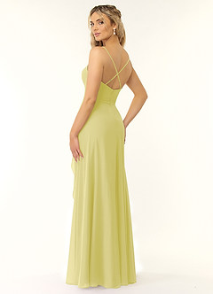 Azazie Naeem Bridesmaid Dresses Lemon Sorbet A-Line V-Neck Ruffle Chiffon Dress image4