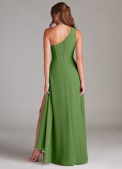 Azazie Brooke Brautjungfernkleider A-Linie One-Shoulder Chiffon Kleid Basilikum image7