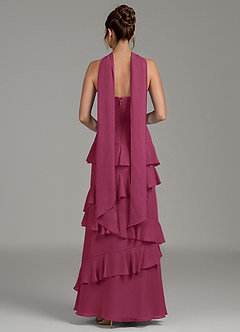 Azazie Imani Final Sale Steel Blue A-Line Ruched Chiffon Dress image4