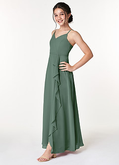Azazie Naeem Junior Eucalyptus A-Line Ruched Chiffon Dress image3
