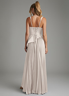 Azazie Stephanie Bridesmaid Dresses White Alabaster A-Line Corset Stretch Satin Dress image2