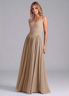 Azazie Francis Abiti da Damigella Abito A-Line in Chiffon Corsetto Taupe image5