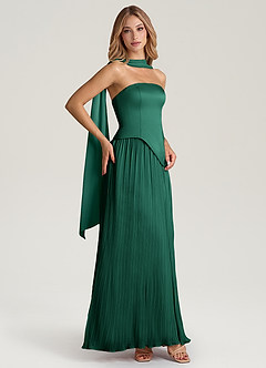 Azazie Tierney Bridesmaid Dresses Emerald A-Line Strapless Chiffon Convertible Dress image7