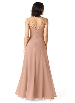 Azazie Janine Bridesmaid Dresses Champagne Rose A-Line V-Neck Chiffon Dress image4