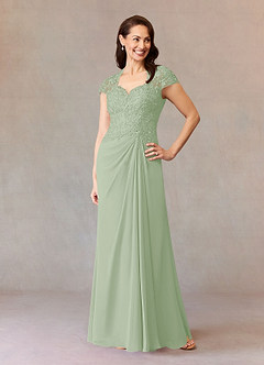 Azazie Junie Mère de la mariée Robes Robe Trapèze en Mousseline de soie Dentelle Vert Sauge image5