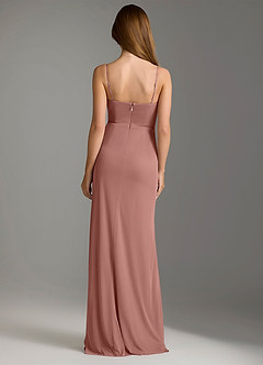 Azazie Maci Robes de demoiselle d'honneur Robe Fourreau en Maille Plissée Rose De Cèdre image2