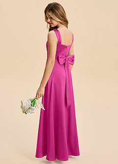 Azazie Kiki Junior Robe Trapèze en Satin extensible Arc Fuchsia image6
