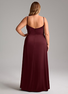 Azazie Azuree Brudtärnklänningar Klänning av A-Linje i Stretch Satin Plisserad Cabernet image10