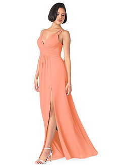 Azazie Farren Bridesmaid Dresses Sunset A-Line Pleated Chiffon Convertible Dress image3