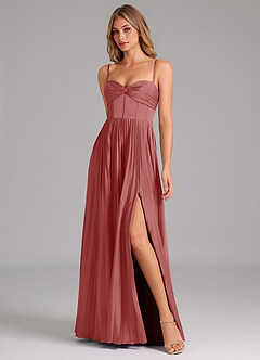 Azazie Akiko Bridesmaid Dresses Antique Rose A-Line Sweetheart Neckline Stretch Satin Dress image4