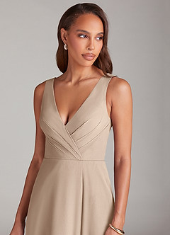 Azazie Nelly Bridesmaid Dresses Taupe A-Line Pleated Chiffon Dress image6