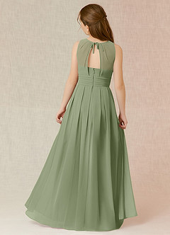 Azazie Bibiane Junior Pistachio A-Line Pleated Chiffon Dress image2