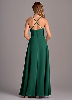 Azazie Carolyn Bridesmaid Dresses Emerald A-Line Pleated Chiffon Dress image6