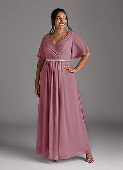 Azazie Tricia Mother of the Bride Dresses Vintage Mauve A-Line V-Neck Pleated Chiffon Dress image10