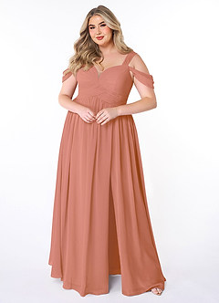Azazie Lianne Brautjungfernkleider A-Linie Schulterfrei Chiffon Kleid Mai Tai image13