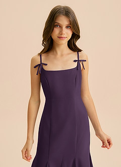 Azazie Evey Junior Abito Sirena in Chiffon Plissettato Prugna image6