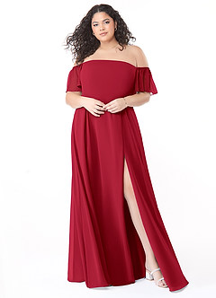 Azazie Sue Bridesmaid Dresses Scarlet A-Line Off the Shoulder Chiffon Convertible Dress image11