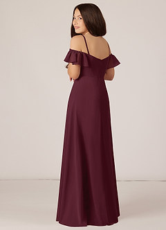 Azazie Juna Junior Cabernet A-Line Off the Shoulder Chiffon Dress image5