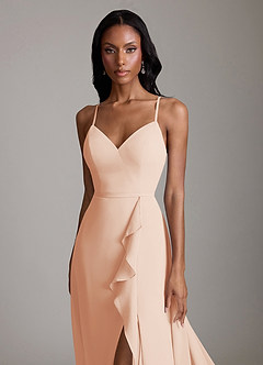 Azazie Naeem Bridesmaid Dresses English Rose A-Line V-Neck Ruffle Chiffon Dress image6