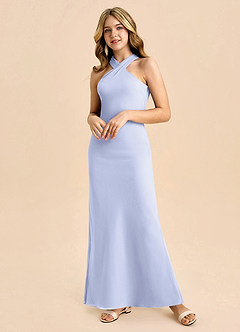 Azazie Doretta Junior Osłona Pofałdowany Szyfon Długość podłogi Młodsza druhna Sukienka image5